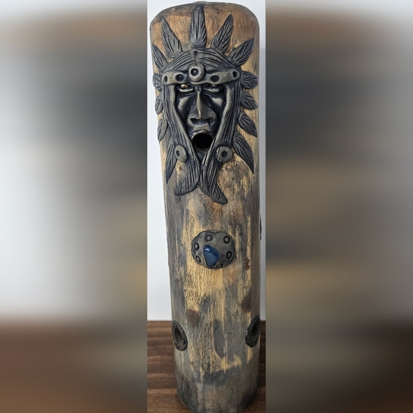 hand-carved bamboo incense holder, Native relief art - Picture 1 of 6